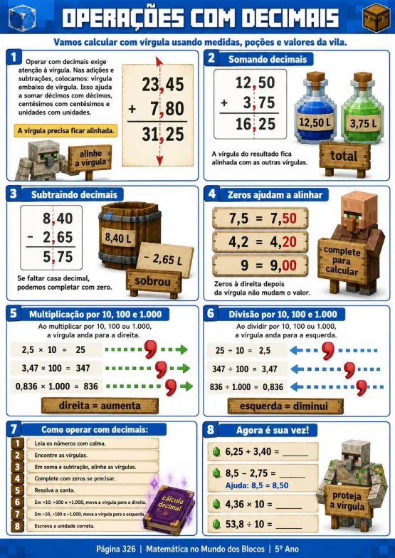 Página de atividade visual de matemática 6